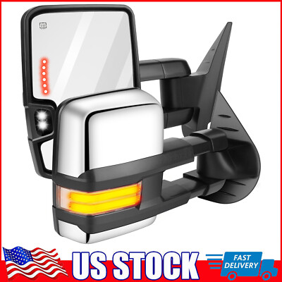 Dynamic Arrow Clearance Light Chrome Power Heated Mirrors For 2007-13 Chevy GMC