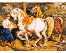 "Horses" Printed Needlepoint Tapestry Canvas 6075
