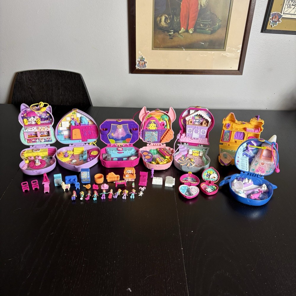 POLLY POCKET World Lot Animal Gumball Compact w/Dolls Accessories 2018/2021 READ