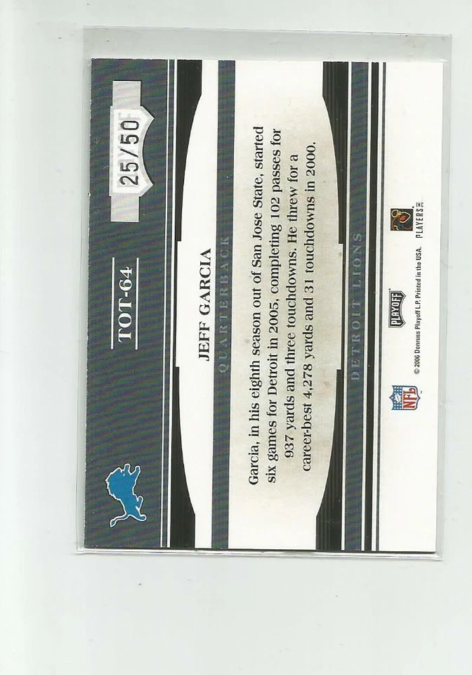 2006 ABSOLUTE MEMORABILIA TOOLS OF THE TRADE BLACK #64 JEFF GARCIA  25/50 - Image 2 of 2