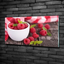 Wandbild aus Plexiglas® Druck auf Acryl 100x50 Essen Getränke Himbeeren Schüssel