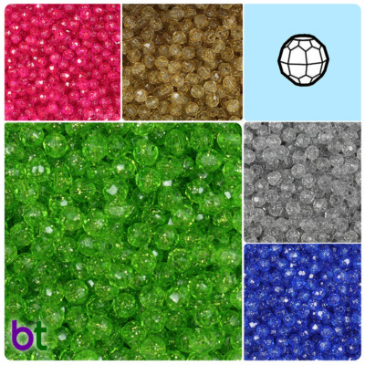 BeadTin Sparkle 6mm Faceted Round Craft Beads (600pcs) - Color choice
