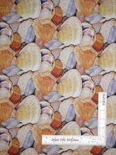 Sea Shells Ocean Beach Nautical Digital Cotton Fabric David Textiles By The Yard