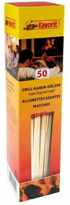 Streichhölzer Zündhölzer 50 St. 20cm extra lang f. Kamin Grill favorit® 9501241