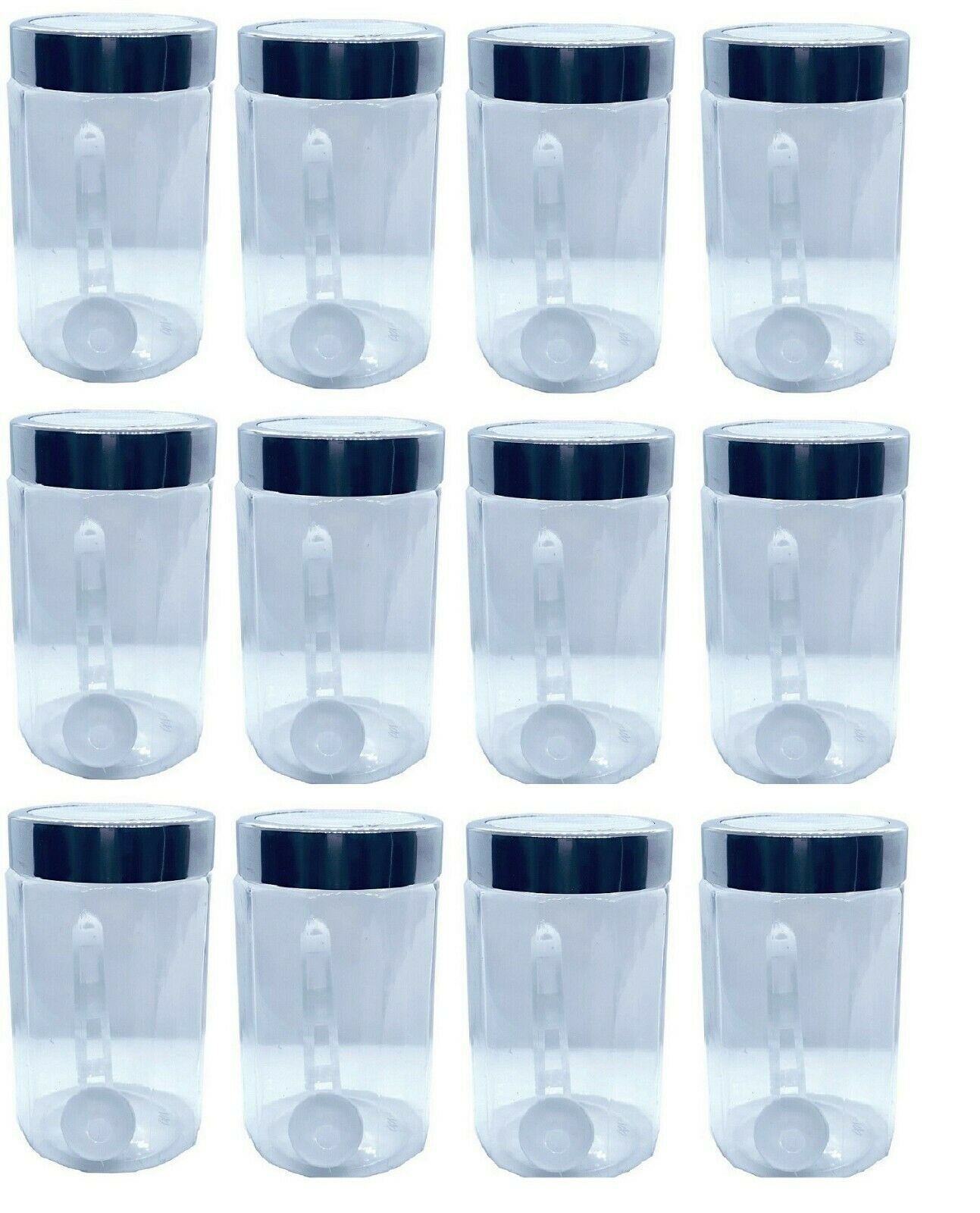 PLASTIC Storage Containers Screw Top Lids Food Canisters JARS Large Hexagon 