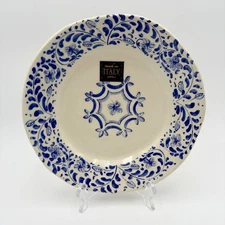 Effetti Home Handmade Italian Ceramic Plate Blue Floral Design 8.5 Inch
