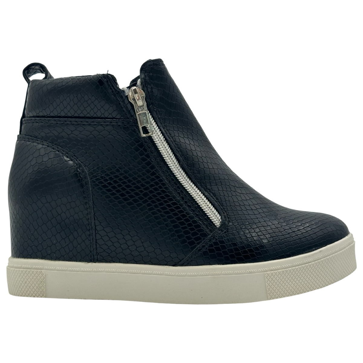 Steve Madden Jwinny Black Wedge Sneakers Heels- Heel Boot