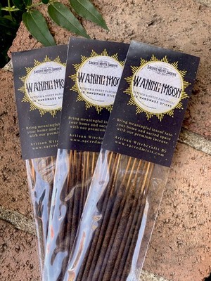 Waning Moon Incense Sticks Vetiver & Sweet Patchouli Handmade for Esbats, Moon E