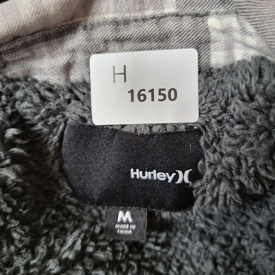 Camisa Hurley Hombres Abotonada M Gris Cuadros Forrada Sherpa Chamarra Manga Larga Foto 2 de 4