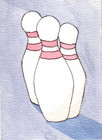 ACEO Watercolor Art Card - Bowling Pins 2.5x3.5