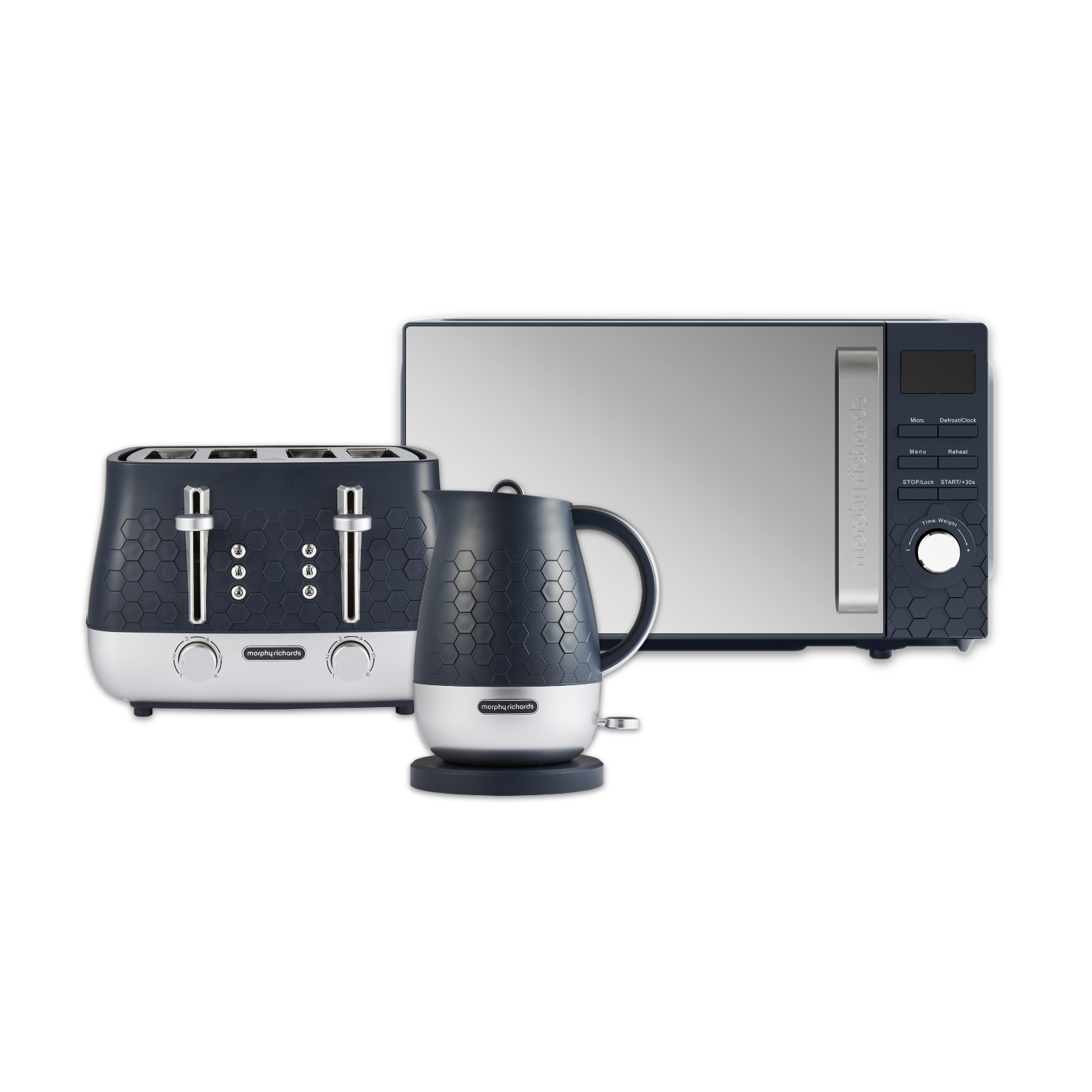 Morphy Richards Cassini Kettle, Toaster, Microwave Outer Space Blue Bundle
