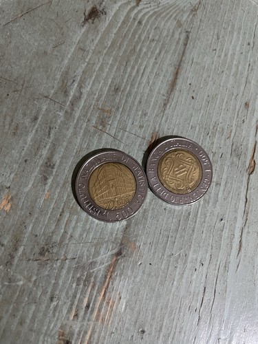 2 Coins Republic of Italy 500 Lire National Institute of Statistics 70th ISTAT