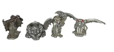 4 Vintage Pewter Figures 1988 Ral Partha Wizard 2 Dragons Gargoyle Candle Holder