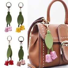 Tulip Shape Keychain for Bags and Keys Floral PU Leather Charm
