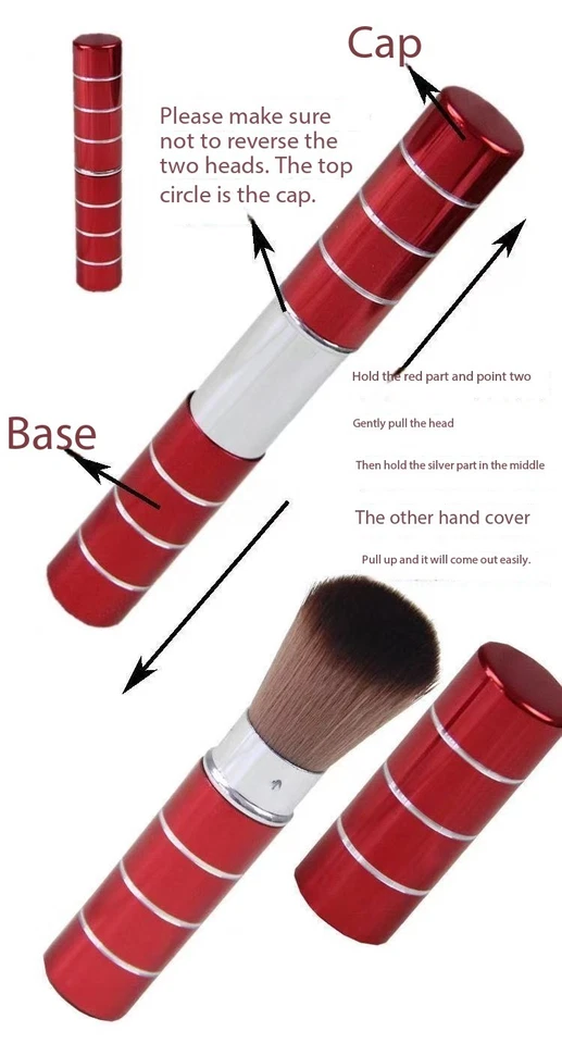 Base en polvo facial retráctil rubor cepillo de maquillaje con tapa - Herramientas cosméticas Foto 2 de 4
