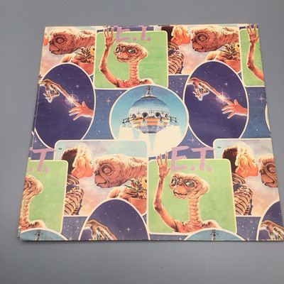 E.T.  Flat Sheet Gift Wrap Opened 1982 Papercraft 2 Sheets 20x 30 Inches Each