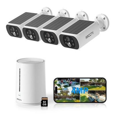 ARCCTV 4MP Überwachungskamera Kamera Set Außen Funk Wifi Solar Kamera 64GB
