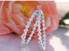 2Ct Round Lab-Created Diamond One Row Huggie Hoop Earrings 14K White Gold Finish