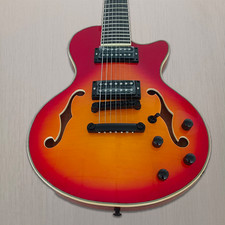 7 String Electric Guitar Mahogany Body F Hole Humbucker Pickup Cherry Sunburst