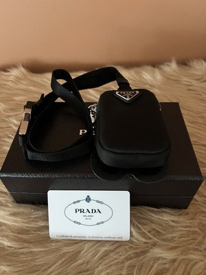Prada Black Re-Nylon Rubber Smartphone Holder With Pouch Preloved