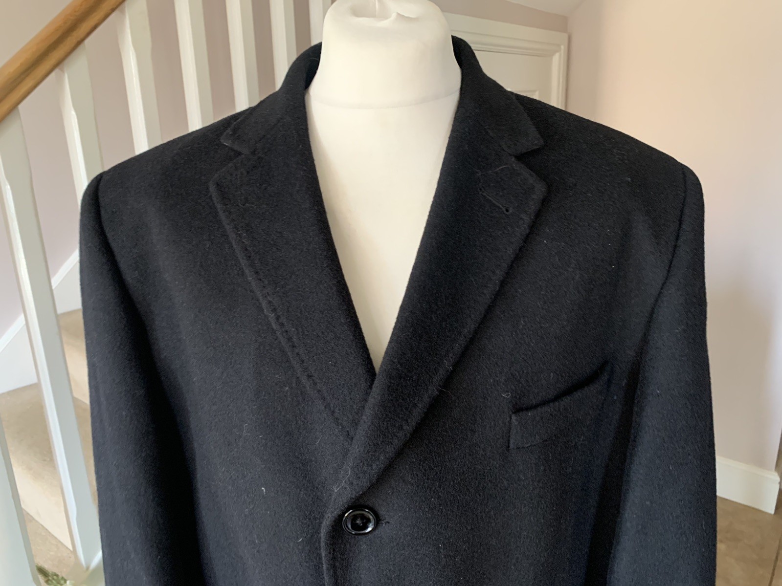 Greenwoods Mansize Crombie Style Formal Overcoat Black Wool & Cashmere 48R image 5