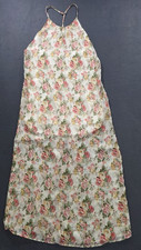 Tobi multi Floral V-Neck Strappy boho Maxi Dress Lightweight Size M A008593