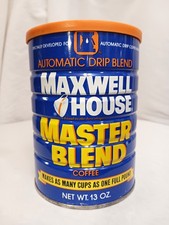 Vintage Maxwell House Master Blend 13 Oz. Coffee Tin With Lid Empty