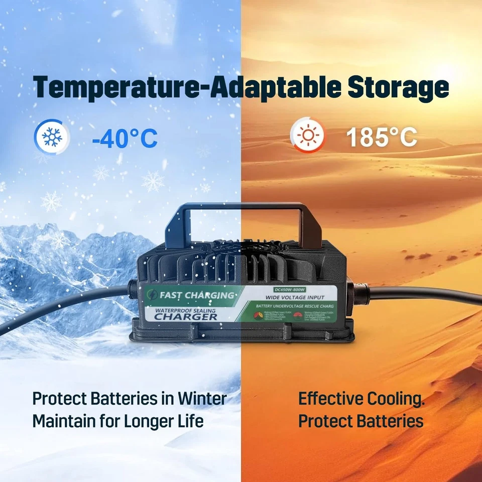 48 Volt 15 Amp Golf Cart Battery Charger for Club Car 3-Pin Round Plug IP67 New - Image 3 of 4