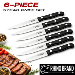 6-Piece Jeu de couteaux Steak – Lames d'acier inoxydable, couteaux à manger pointus