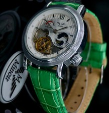 Mega Edle Herren Uhr Automatikuhr Armbanduhr Minoir LUXUS mit offener Unruh Grün