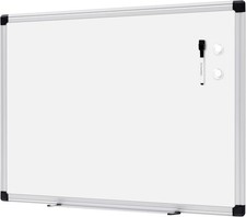 Magnetic Dry Erase Whiteboard 24"W x 18"H Aluminium Frame Silver/White