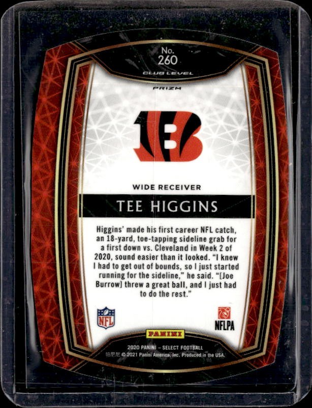 2020 Panini Select #260 Tee Higgins White Prizm Die Cut