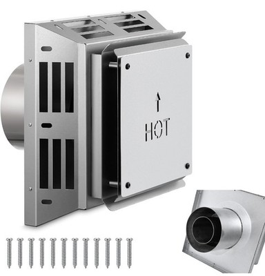 Zonon 4'' x 6-5/8'' Direct Vent Horizontal Square Termination Cap, Heavy Duty Galv