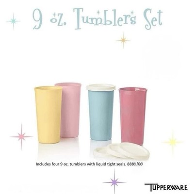 Tupperware Vintage Collection 9 oz Tumblers Set with seals 4 Pack
