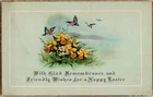 Vintage 1930 Easter Postcard Daffodils Butterflies Handwritten USA