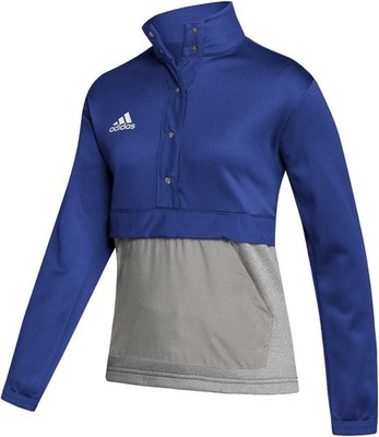 Adidas Womens Team Issue 1/4 Zip Pullover XL Blue & Gray Climalite Training Top