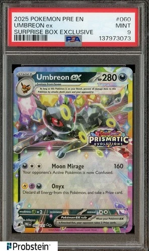 2025 Pokemon PRE EN Surprise Box Exclusive #060 Umbreon ex PSA 9 MINT