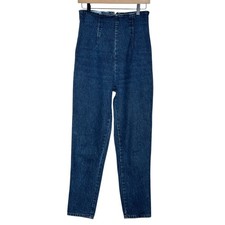 VTG Paris Blues High Waisted Jeans 11 Blue Vintage 90s Tapered Rear Zip Denim