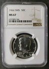 1966 50c Kennedy Silver Half Dollar from Special Mint Set NGC MS67