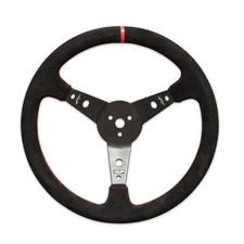 Longacre 56797 Suede Dished Steering Wheel - 15" Black