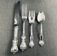 Reed and Barton Marlborough Sterling Silver Flatware Set 4-Piece~No Monogram