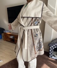 Colombo Pure Cashmere Cape W/ Leather Trim & Back Pattern Detail Rrp £3990