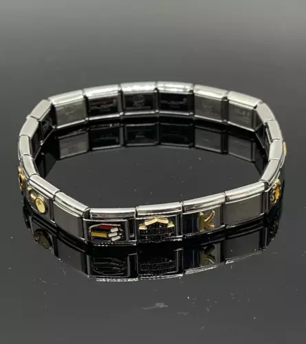 Vintage Y2K Expandable Italian Charm Bracelet Disney Harley Davidson etc