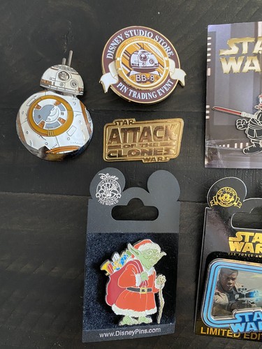 Disney Pin Lot Of 15 Star Wars Pins - Yoga BB-8 Chewbacca Mickey Rey Han Solo - Picture 2 of 7