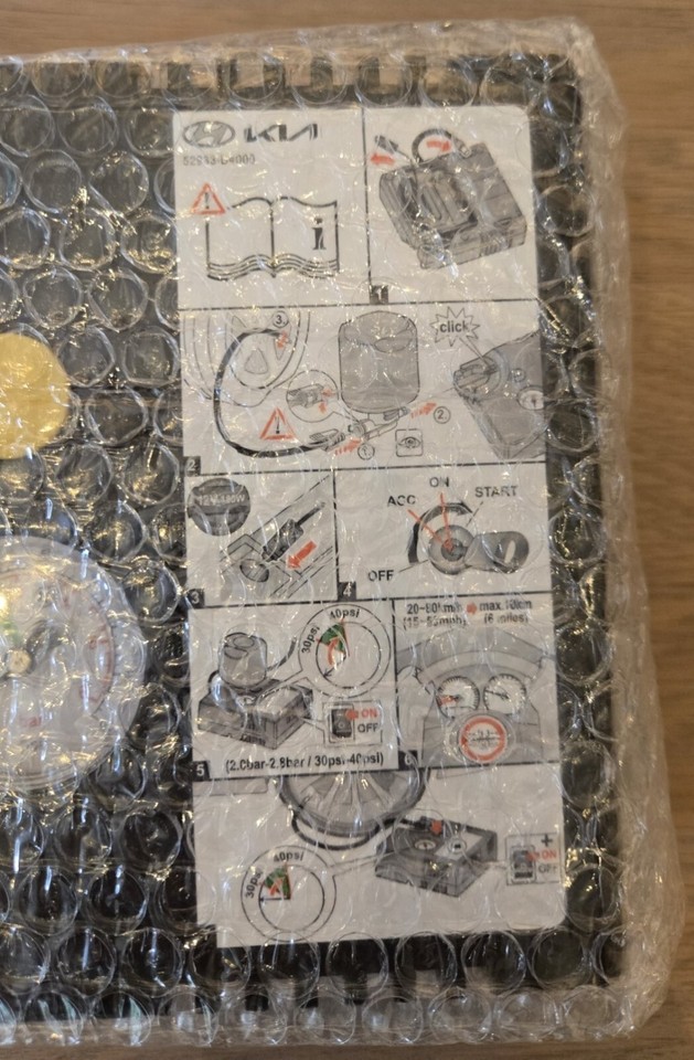 Kia Emergency Tyre Repair Kit Genuine OEM, sealant & compressornew