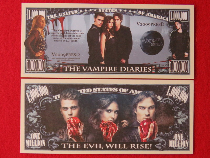 The VAMPIRE DIARIES Supernatural TV Drama $1,000,000 One Million Dollar  Bill