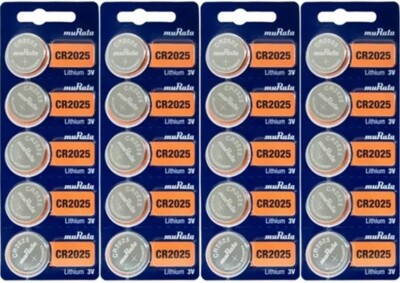 Twenty (20) Murata CR2025 3V Lithium Coin Cell - Replaces Sony CR2025 EXP2032