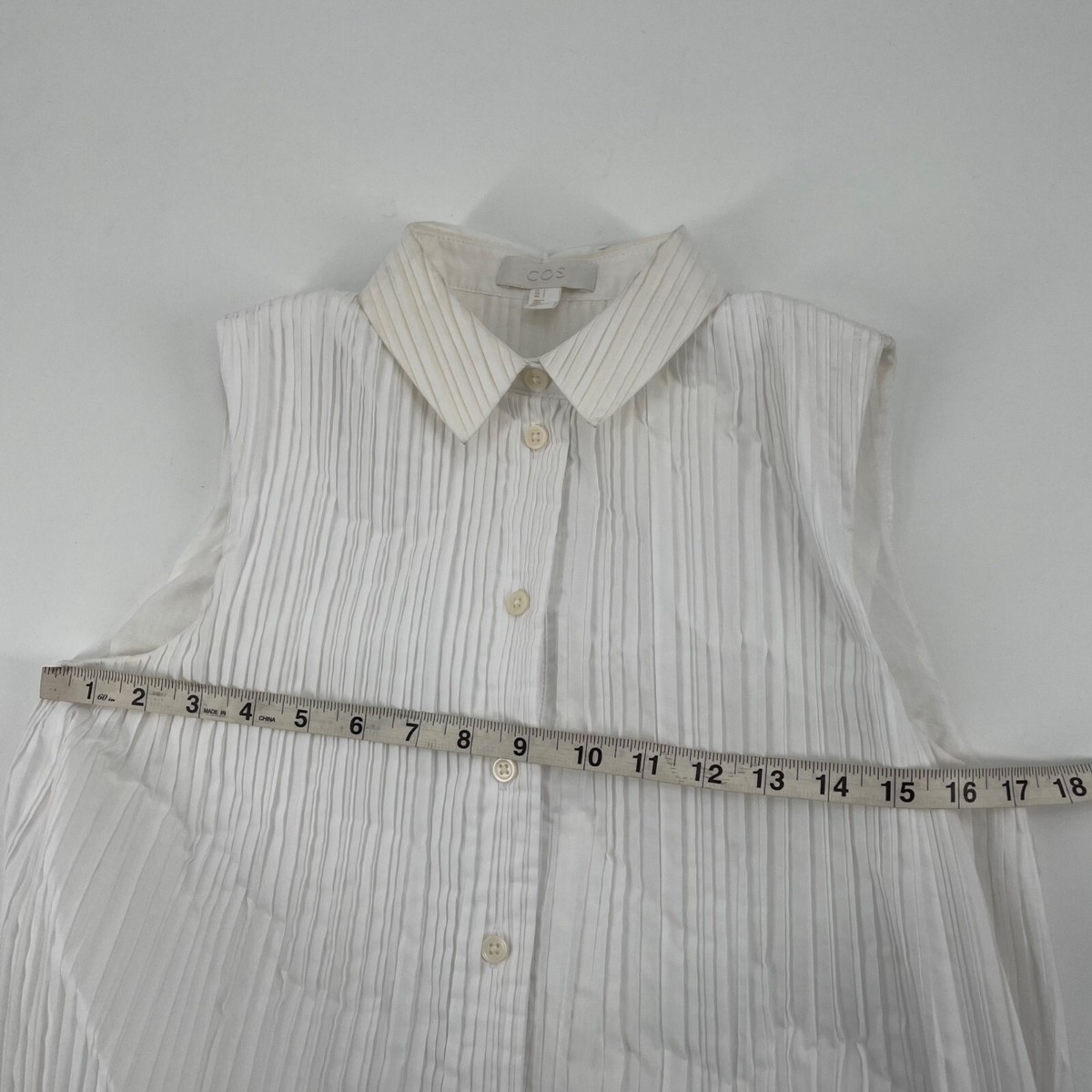 cos sleeveless pleated dress COS White Sleeveless Pleated Shirt Dress Womens 2 Academia Old Money Minimalist