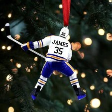 Personalized Hockey Christmas Ornament, Hockey Skates Helmet And Stick, Hockey P