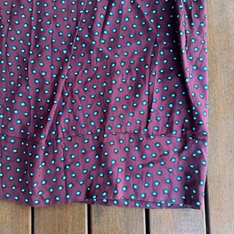 DKNY Size S Shift Dress Maroon Polka Dot Silk Blend Cowl Neck Cocktail Business - Image 2 of 4